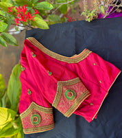 Red Zardosi Designer Readymade Blouse - Aadambharaa