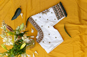 White Zardosi beaded hangings blouse