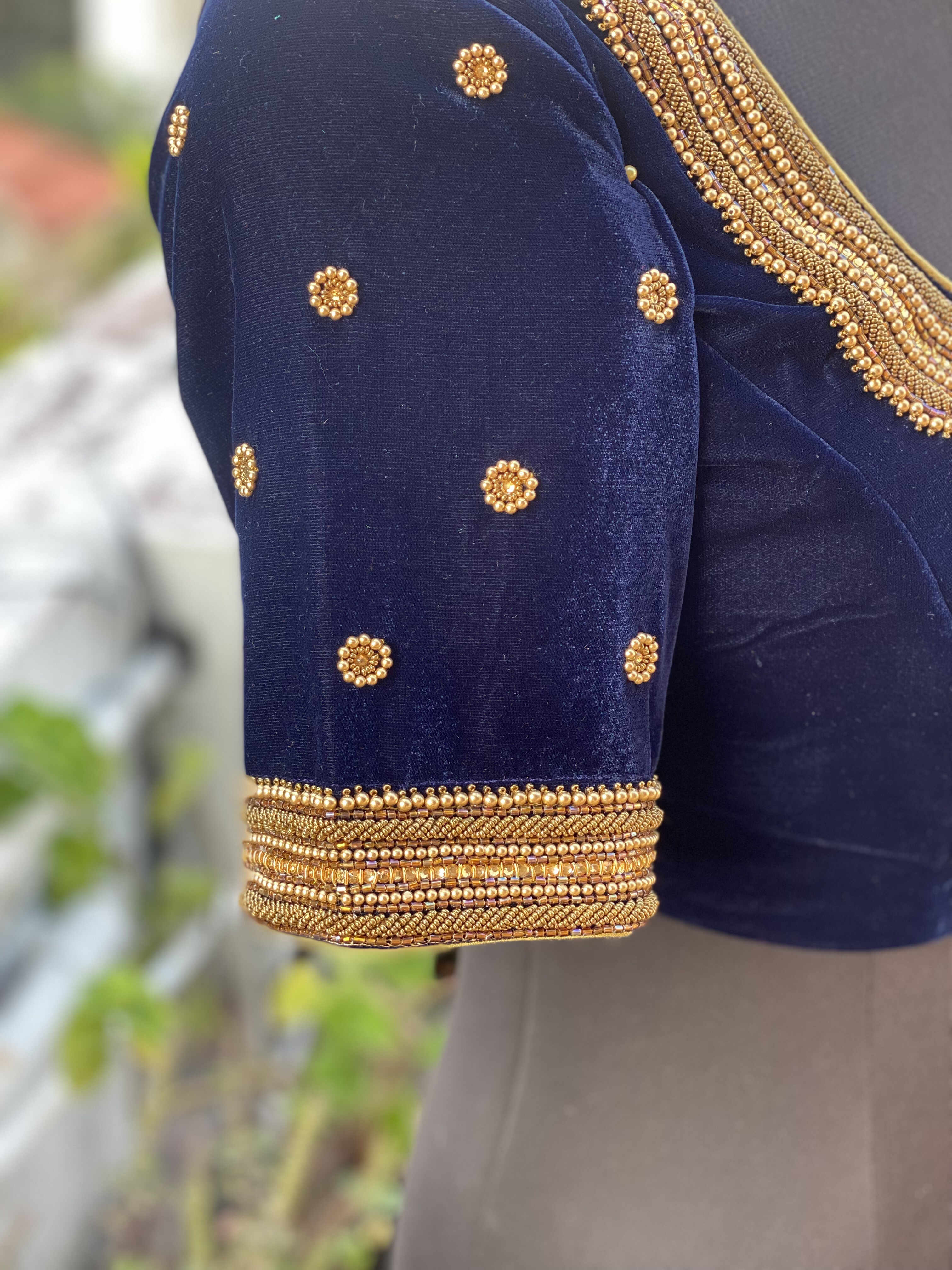 Navy Blue Beaded Blouse