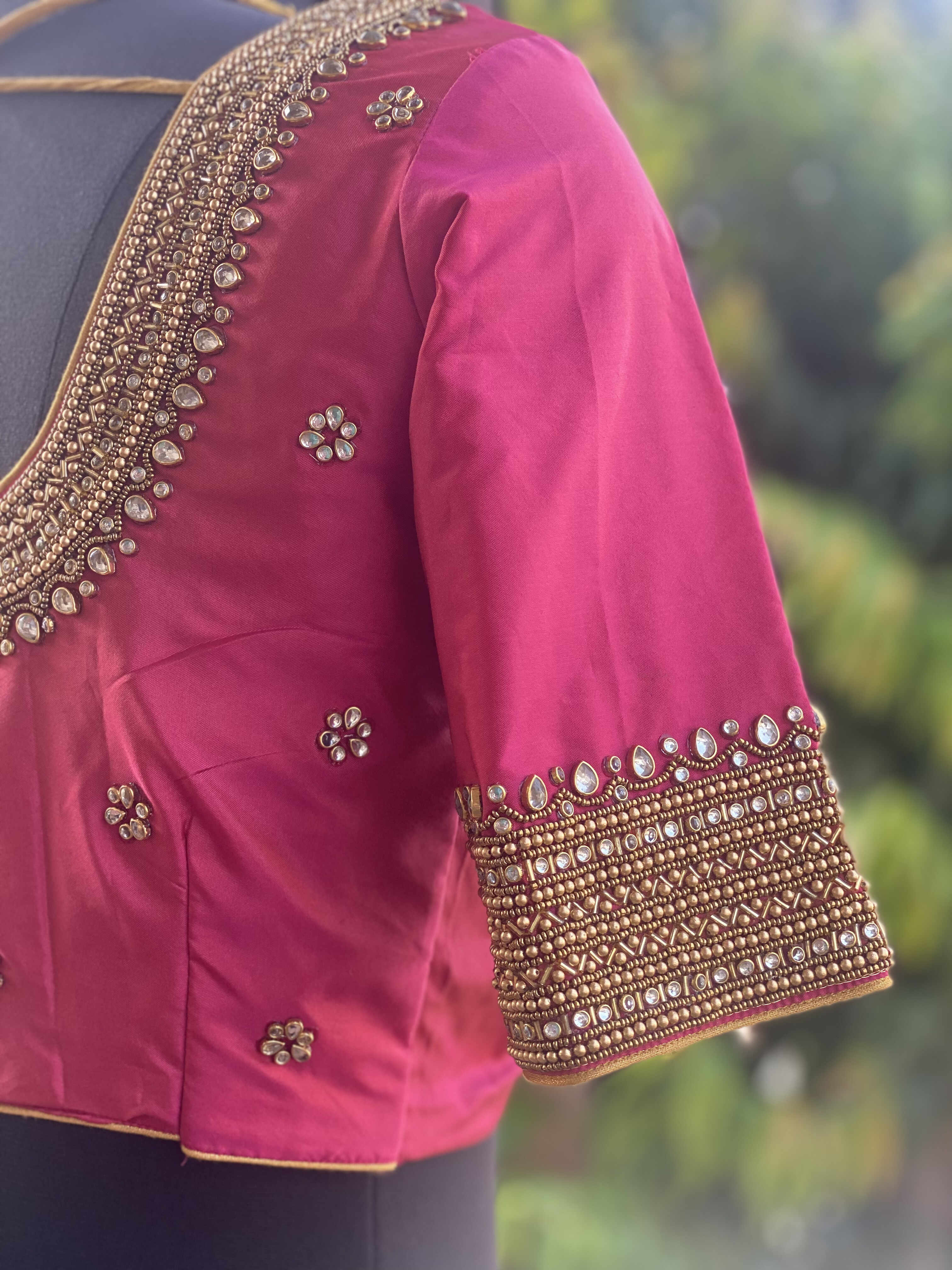 Pink Blouse Simple Aari Work Blouse Designs With Price Pink Bridal Blouse