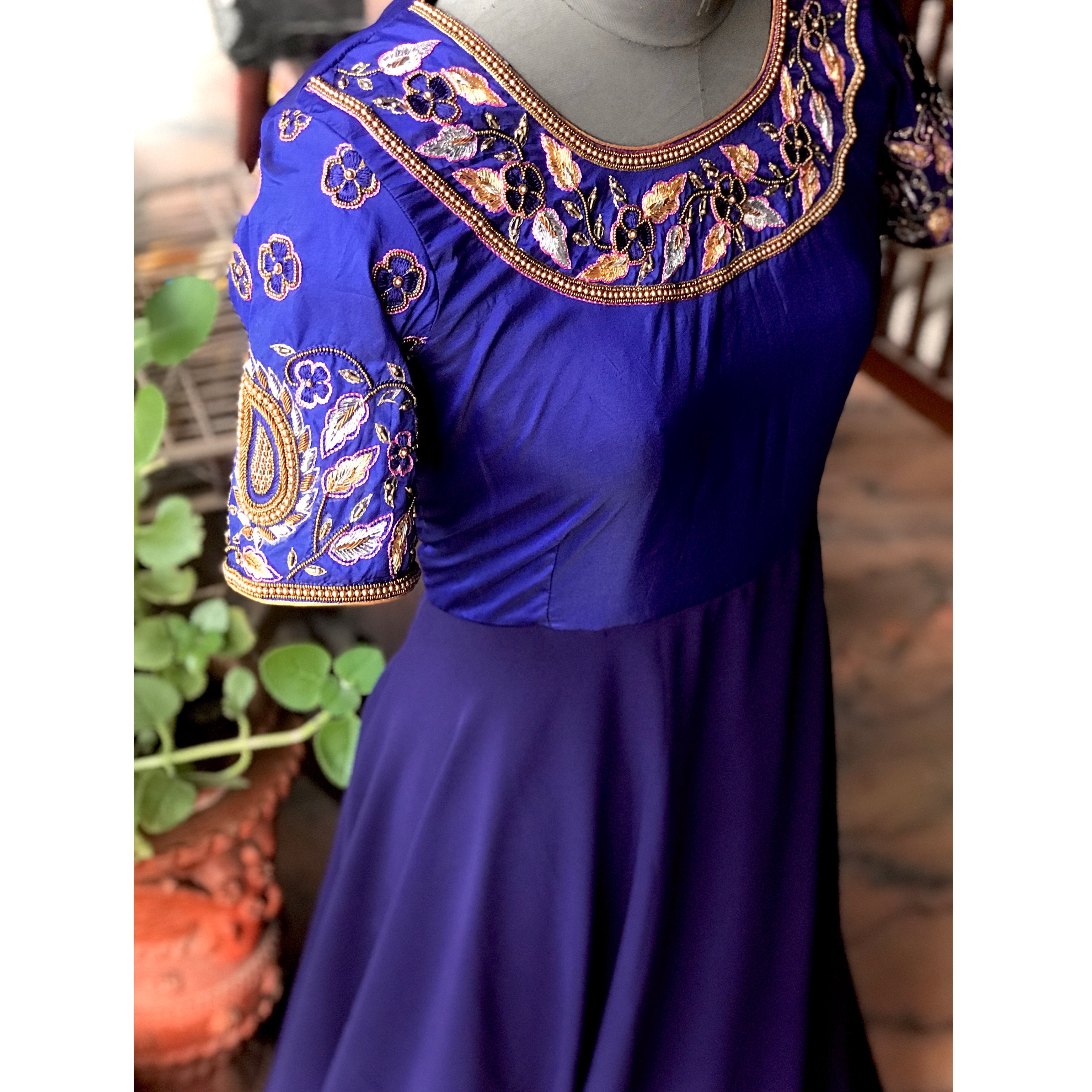 Royal Blue Silver Floor Length Dress