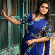 Scallop Peacock Saree Bouse Set