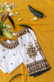 White Zardosi beaded hangings blouse
