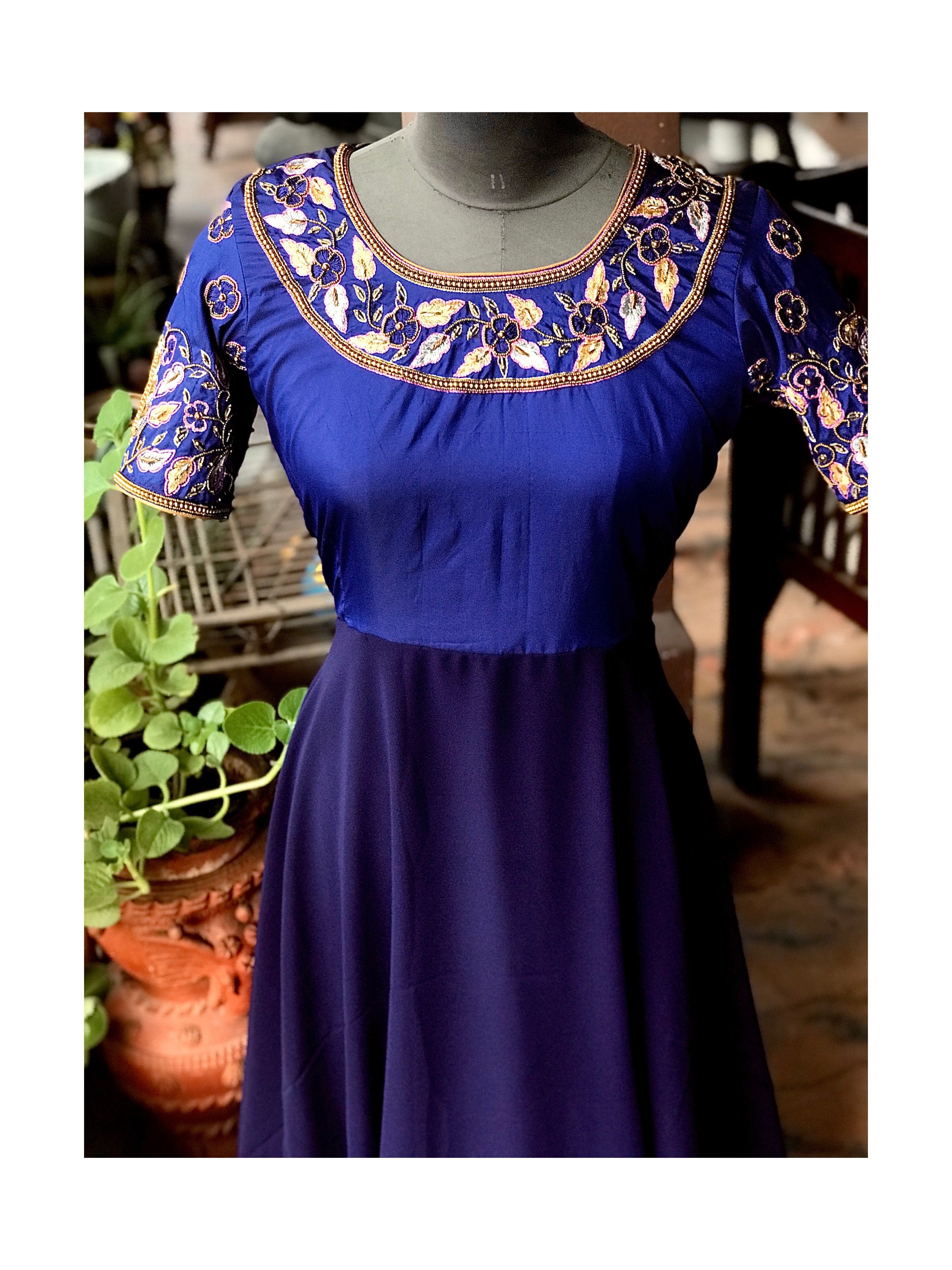 Royal Blue Silver Floor Length Dress