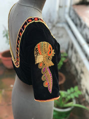 Black Velvet Zardosi Peacock