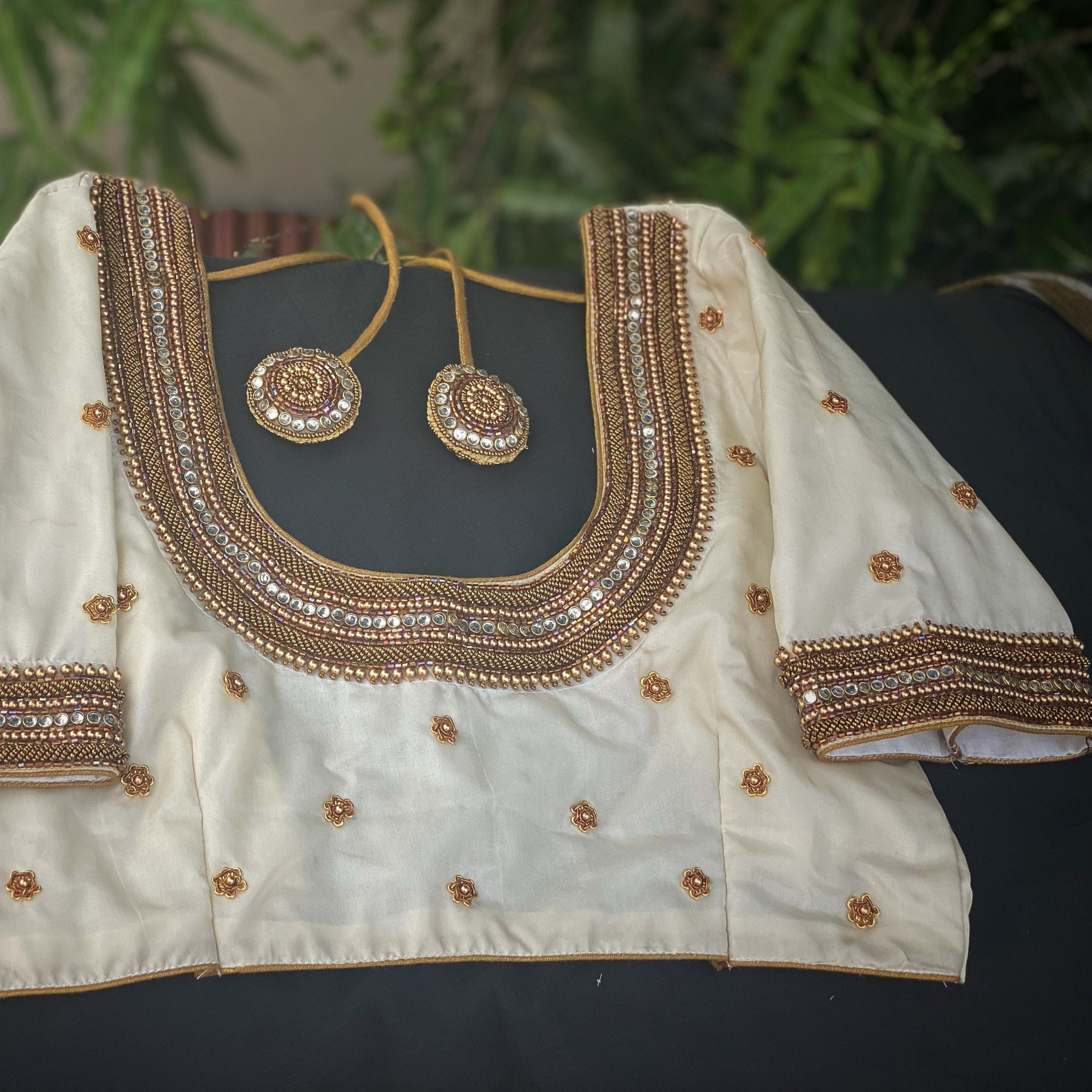White Hand Worked Bridal Blouse