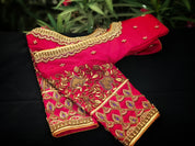 Intricate Zardosi Half Checks And Half Creeper Bridal Blouse