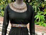 Black Sequinned Maharani Dress With Belt