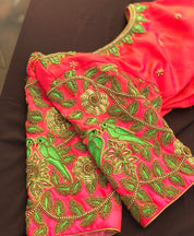 Parrots And Creeper Blouse - Aadambharaa